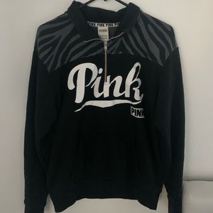 PINK quarter zip up black sweatshirt